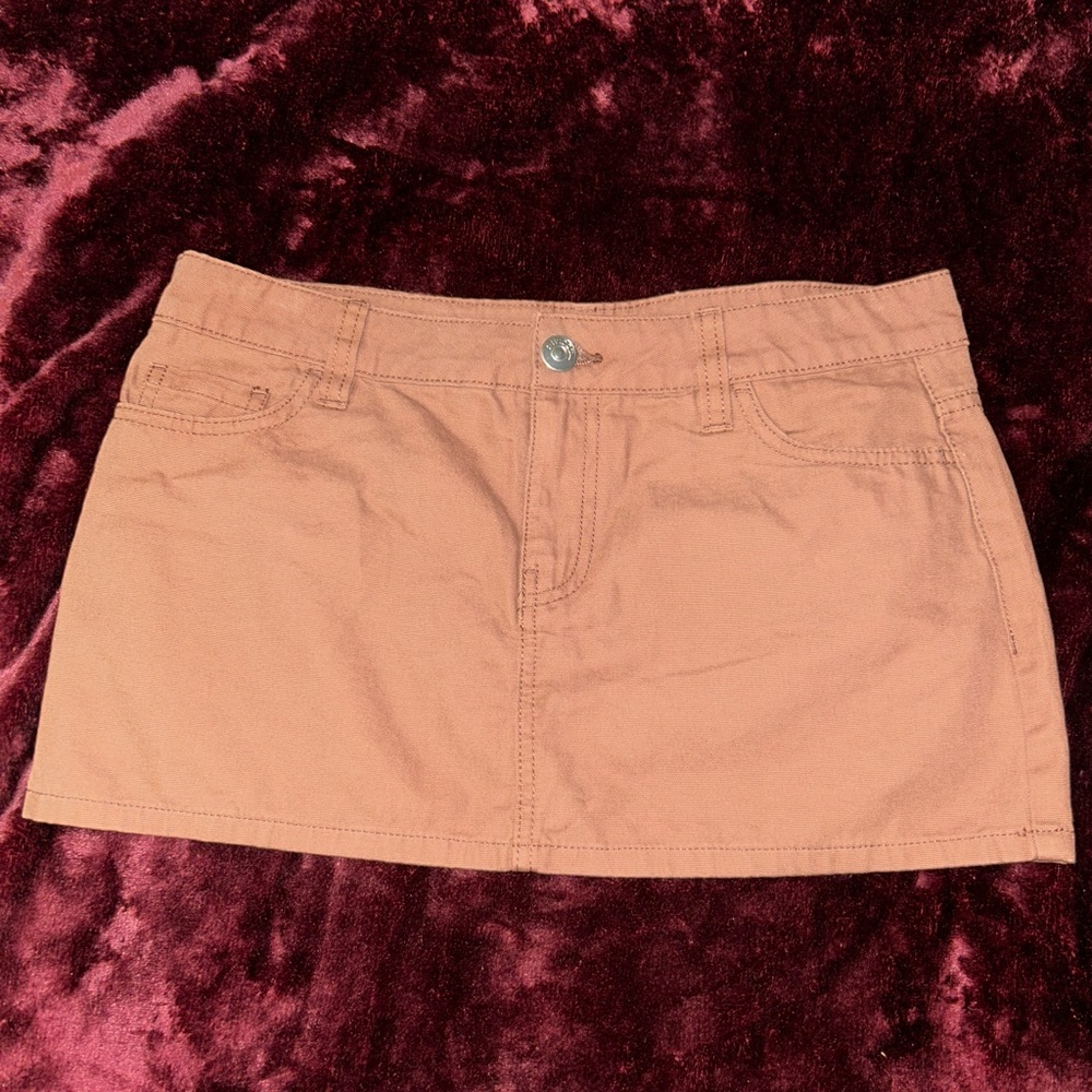 Brown Denim Mini Skirt
